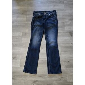 Silver Jeans Women's 31 Suki Mid Slim Western Boot Dark Wash Super Stretch Denim